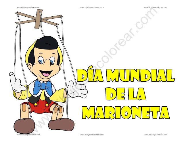Día Mundial de la Marioneta dibujo a color y para colorear